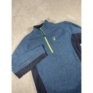 Spyder Constant Knit 1/4 Zip‎ Pullover Sweater Men's Sz XL Blue Long Sleeve
